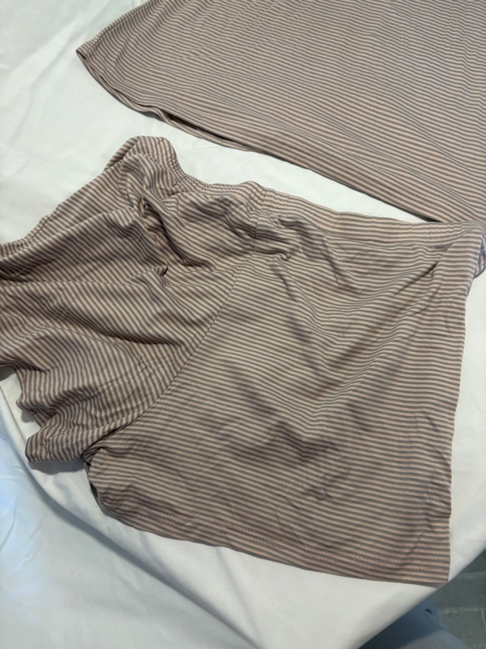 Women’s Lace-Trim Striped Sleep Set - Taupe Pink - Picture 7 of 8